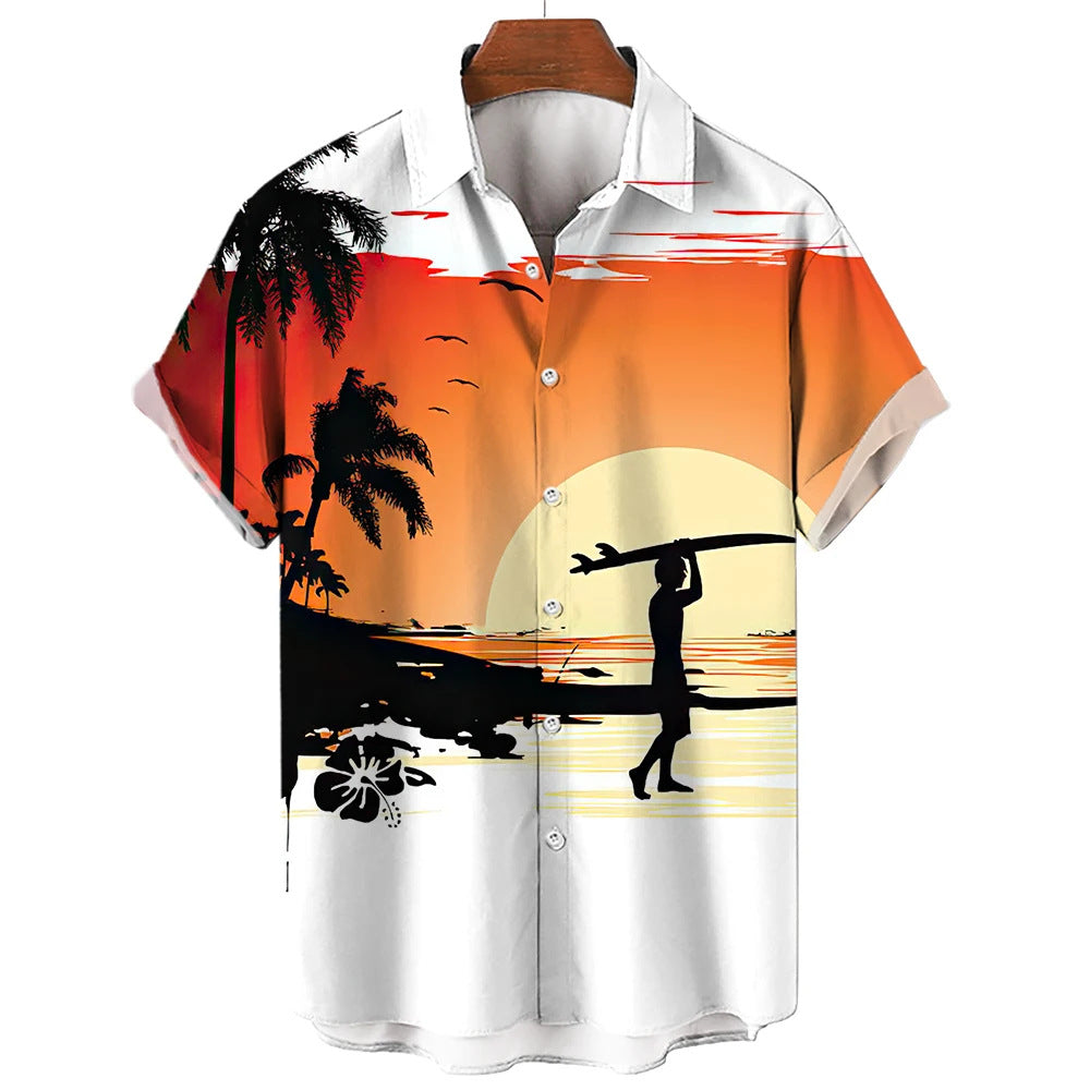 Stylish & Distinctive Hawaiian Print Short-Sleeve Shirt (Beach Style) — Men's Casual Shirt